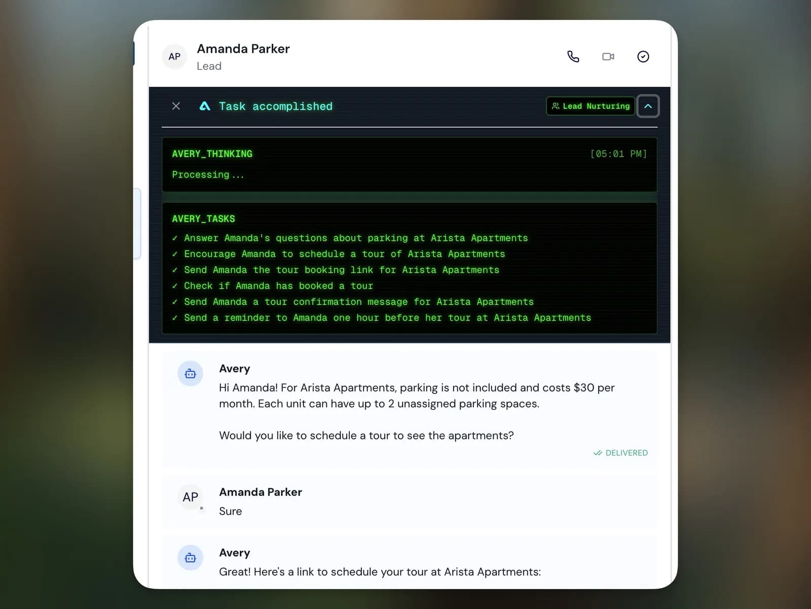 Avery AI Leasing Dashboard